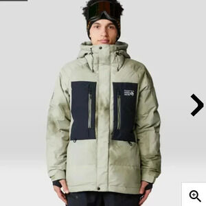 New Mountain Hardware Snow Shells Men's First Tracks Down Jacket Sz S Tan Black